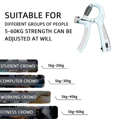 5-60Kg Ajustável Aperto De Mão Fortalecedor Treinador De Aperto De Mão Com Contador De Pulso Antebraço E Exercitador De Mão Para Construção Muscular