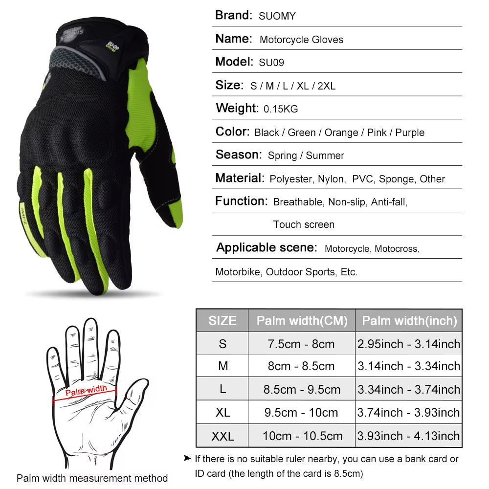 Motorcycle Gloves Summer Full Finger Protective Guantes Motocross Luva Motociclista Touch Screen Moto Racing Gloves M-XXL