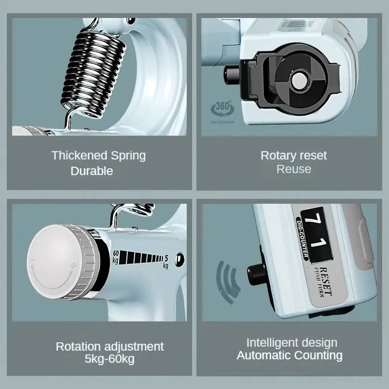 5-60Kg Ajustável Aperto De Mão Fortalecedor Treinador De Aperto De Mão Com Contador De Pulso Antebraço E Exercitador De Mão Para Construção Muscular