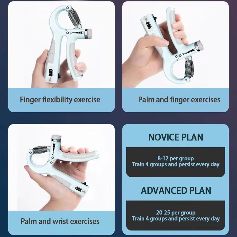 5-60Kg Ajustável Aperto De Mão Fortalecedor Treinador De Aperto De Mão Com Contador De Pulso Antebraço E Exercitador De Mão Para Construção Muscular