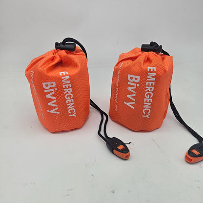 Waterproof Emergency Thermal Sleeping Bag for Camping Hiking Compact Bag Whistle and Storage Lightweight Survival Equipment